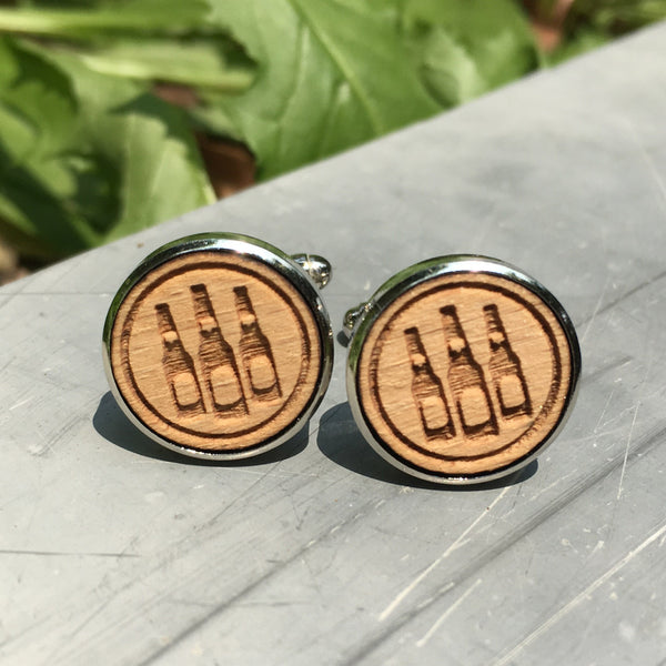 Beer Bottles Wood Cufflinks