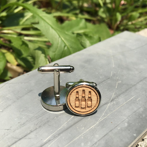 Beer Bottles Wood Cufflinks