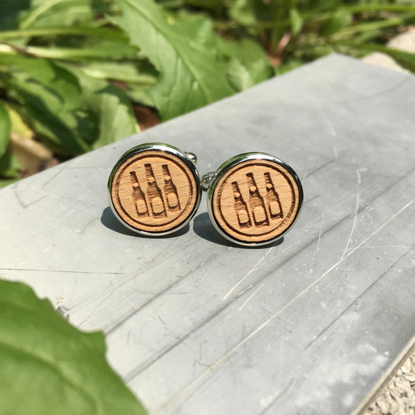 Beer Bottles Wood Cufflinks
