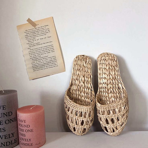 women's straw slippers