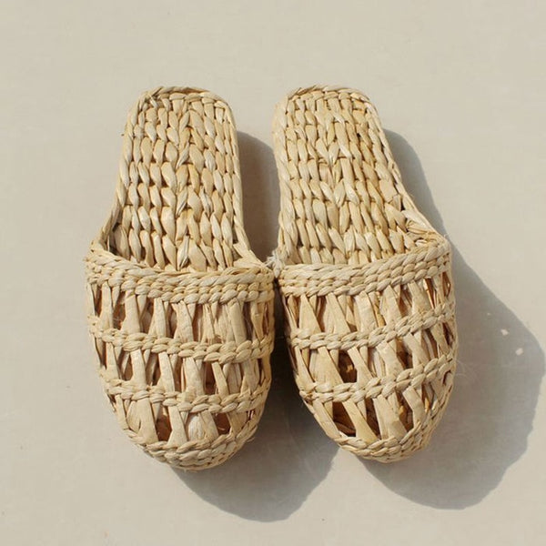 women's straw slippers