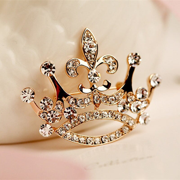 Crystal Crown Brooch