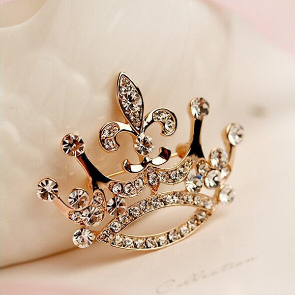 Crystal Crown Brooch