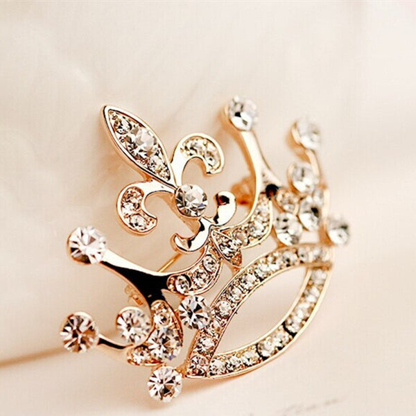 Crystal Crown Brooch