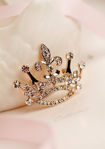 Crystal Crown Brooch