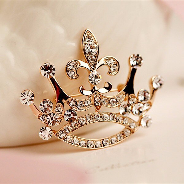 Crystal Crown Brooch