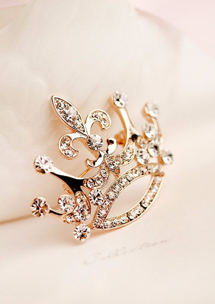 Crystal Crown Brooch