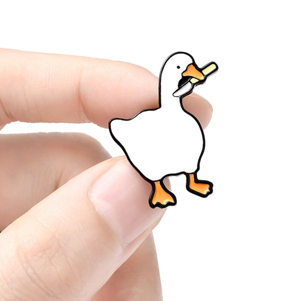 Duck Brooch Cute White