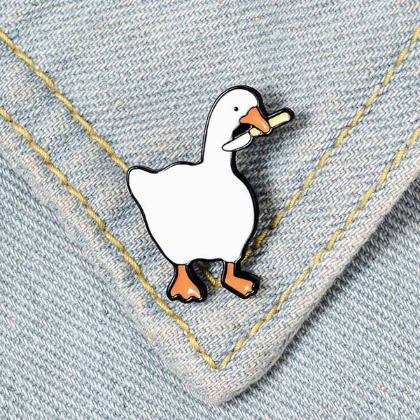 Duck Brooch Cute White