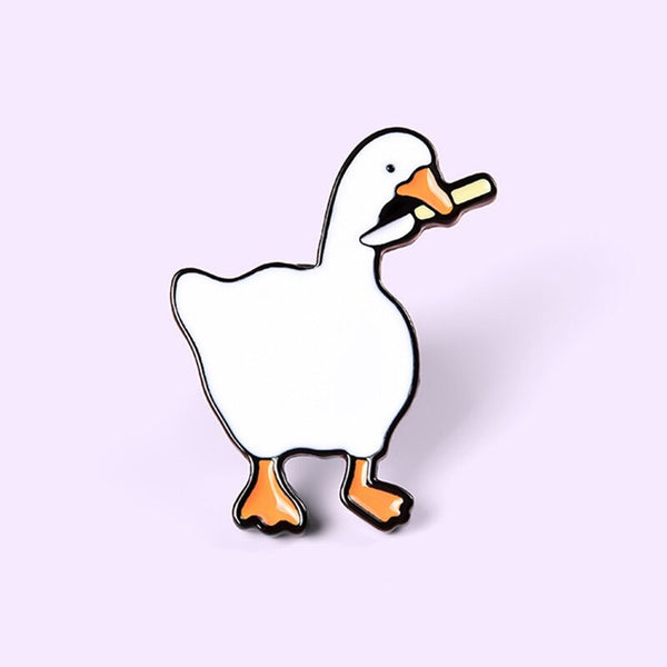 Duck Brooch Cute White