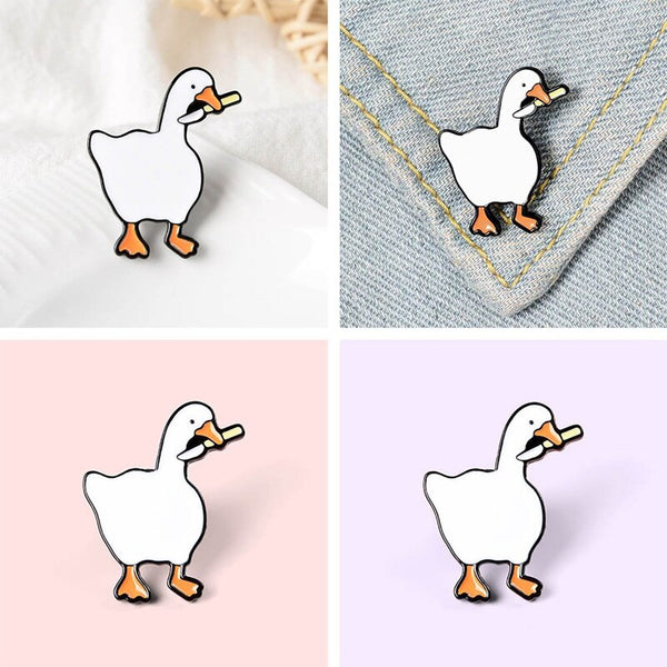 Duck Brooch Cute White