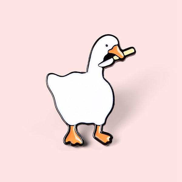 Duck Brooch Cute White