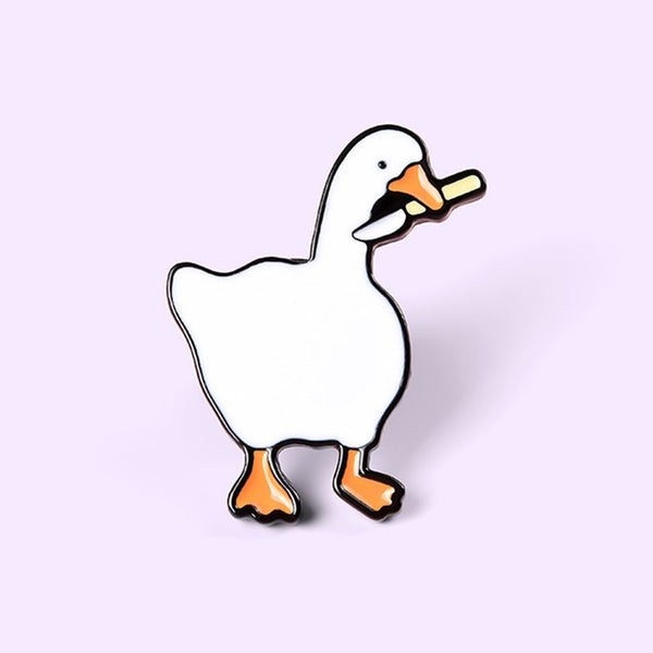 Duck Brooch Cute White