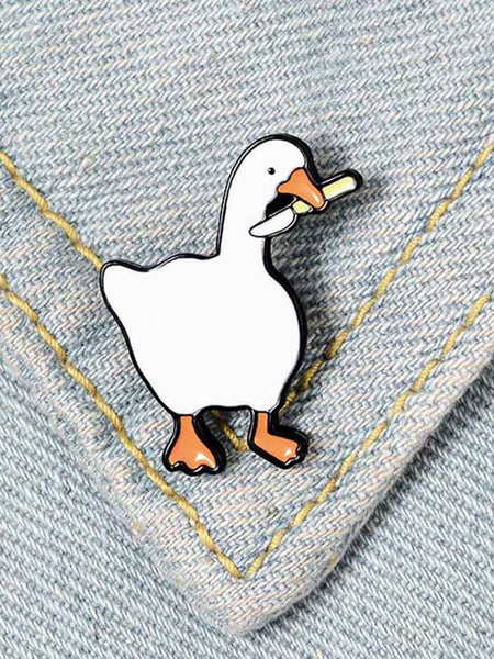 Duck Brooch Cute White